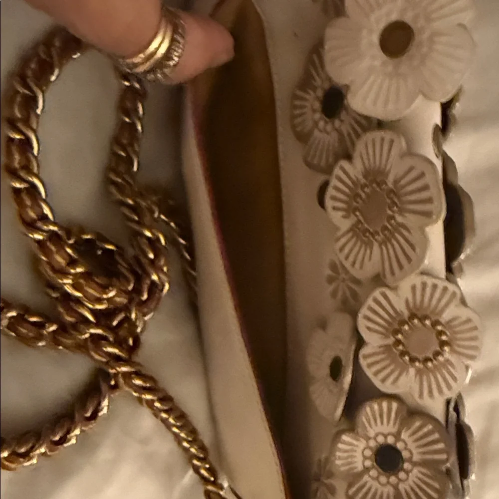 Coach Cream and Gold Floral Crossbody Bag - Picture 3 of 15